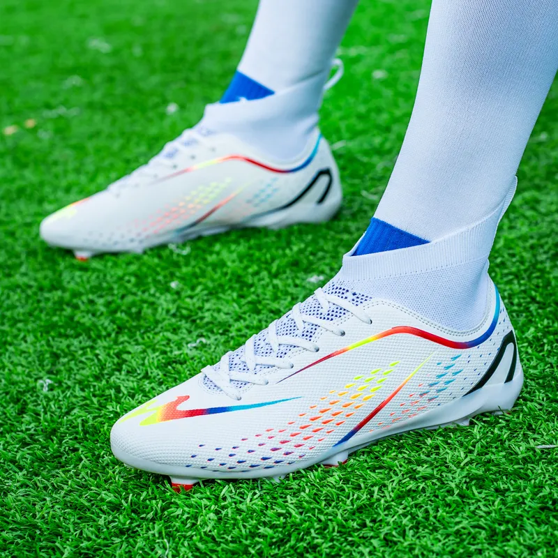 DOUBLE STAR 88 Abrasion Resistant Slip Resistant Cushioning Soccer Shoes Unisex White-2