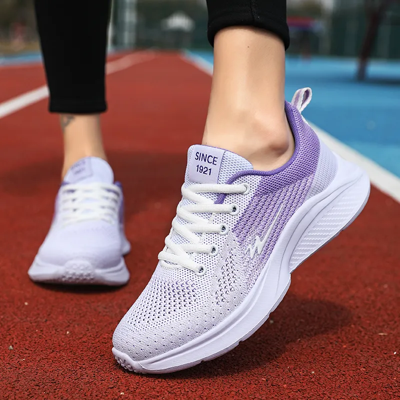 DOUBLE STAR 88 Breathable And Lightweight Low Top Running Shoes Women's White Purple-5