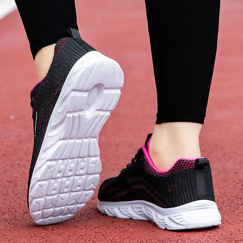 DOUBLE STAR 88 Running Shoes Women's Black Rose Red-4