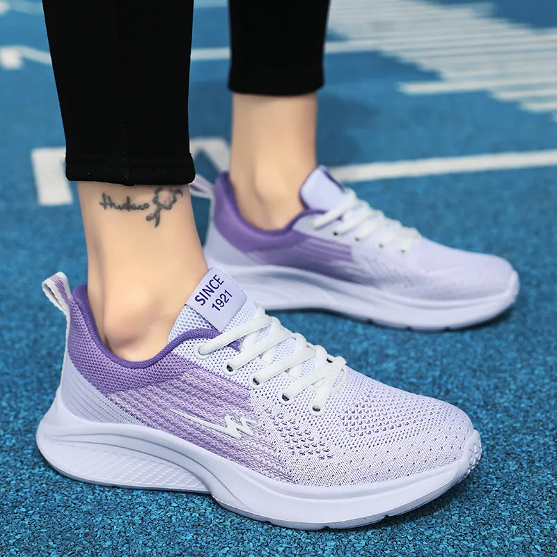 DOUBLE STAR 88 Breathable And Lightweight Low Top Running Shoes Women's White Purple-6