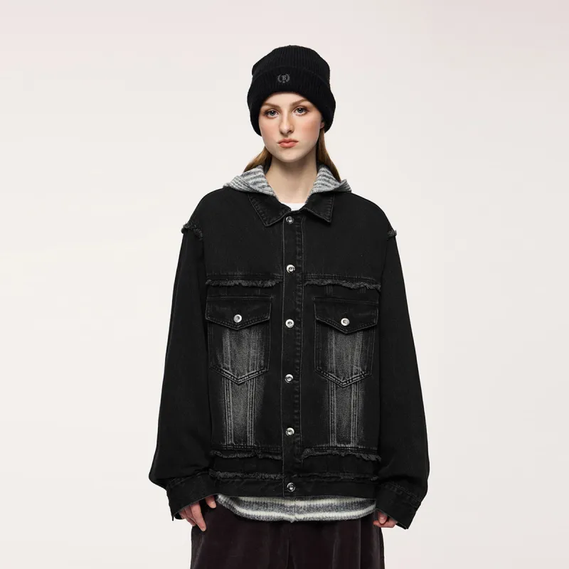 UNIWOLF Denim Jacket Unisex Black-3