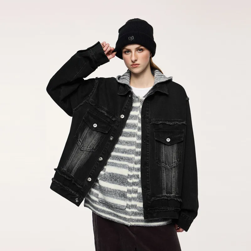 UNIWOLF Denim Jacket Unisex Black-2