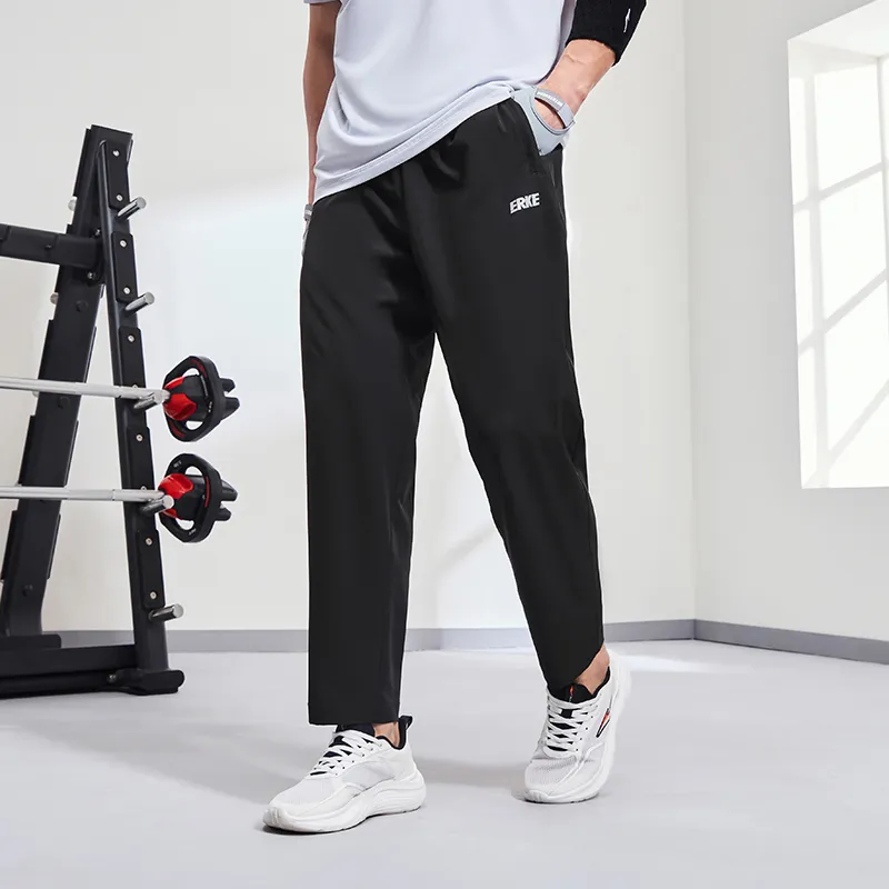 Erke Variety Training Collection Knitted Sports Pants Men's Jet Black-4