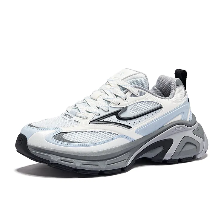 Erke Hongyu 2.0 Breathable And Wear resistant Low Top Chunky Sneakers Men's Mist Gray Microcrystal White-2