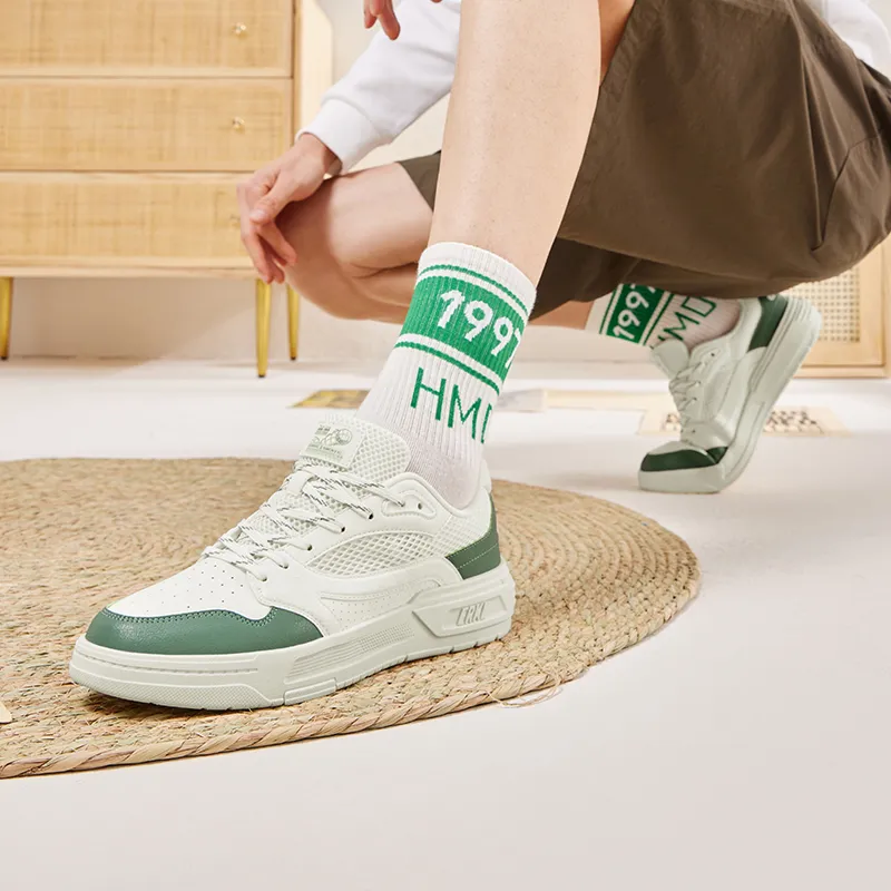 Erke Pungent Smell Durable Breathable Low Top Skateboard Shoes Men's Microcrystal White Pine Frost Green-7