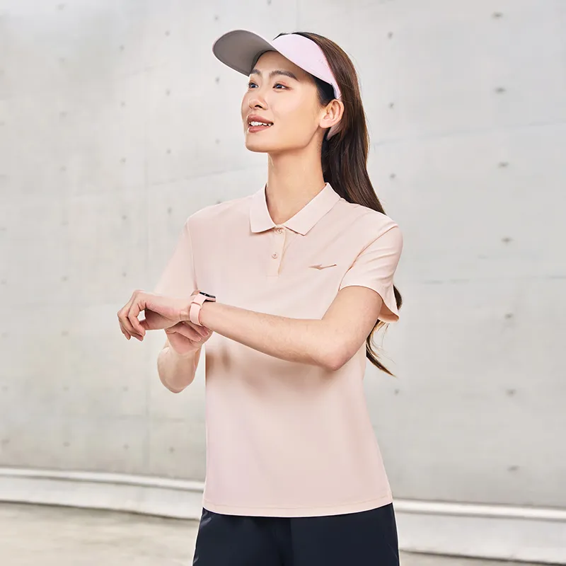 Erke Polo Shirt Women's Light Pink Orange-2