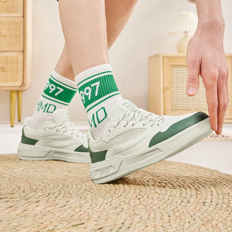 Erke Pungent Smell Durable Breathable Low Top Skateboard Shoes Men's Microcrystal White Pine Frost Green-5