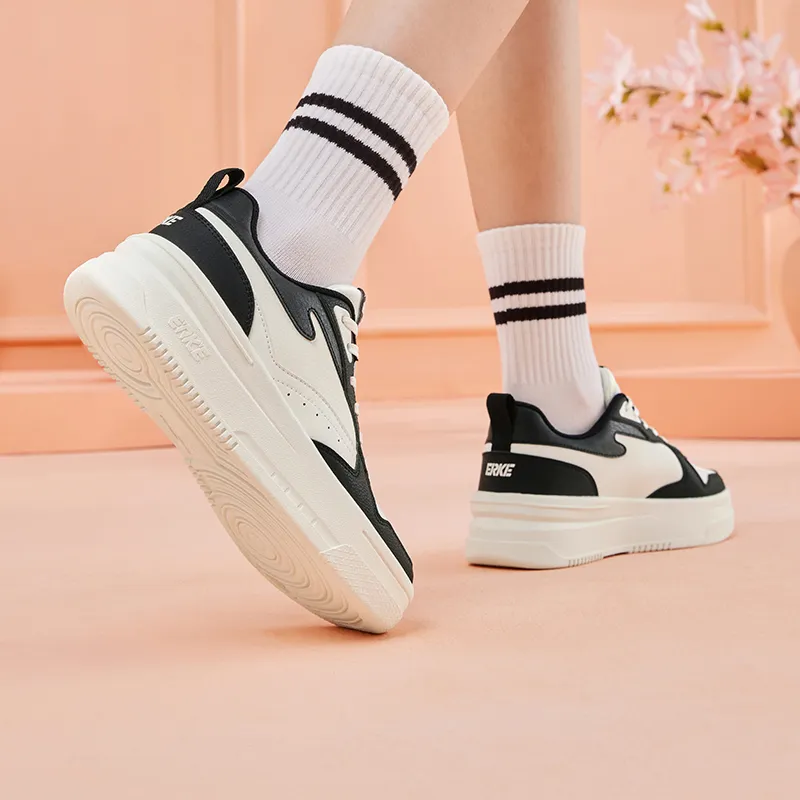 Erke Spring Dawn 2.0 Wear-Resistant Slip-Resistant Low-Top Skateboard Shoes Women's Microcrystal White/Jet Black-6