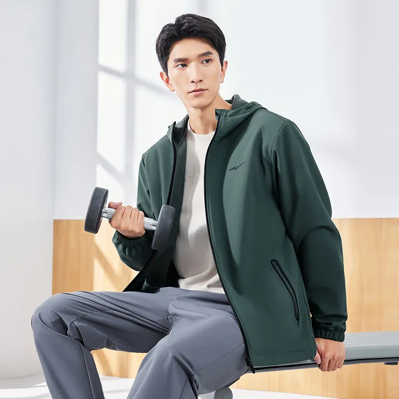 Erke Variety Training Collection Trench Coat Men's Stone Yu Blue-6