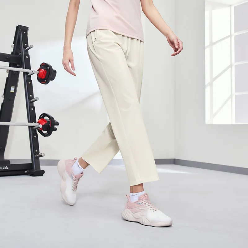 Erke Variety Training Collection Casual Pants Women's Cheese White-3