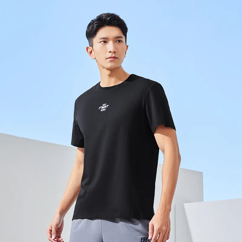 Erke Comprehensive Training Collection Sports Lifestyle Collection T-Shirt Men's Jet Black-3
