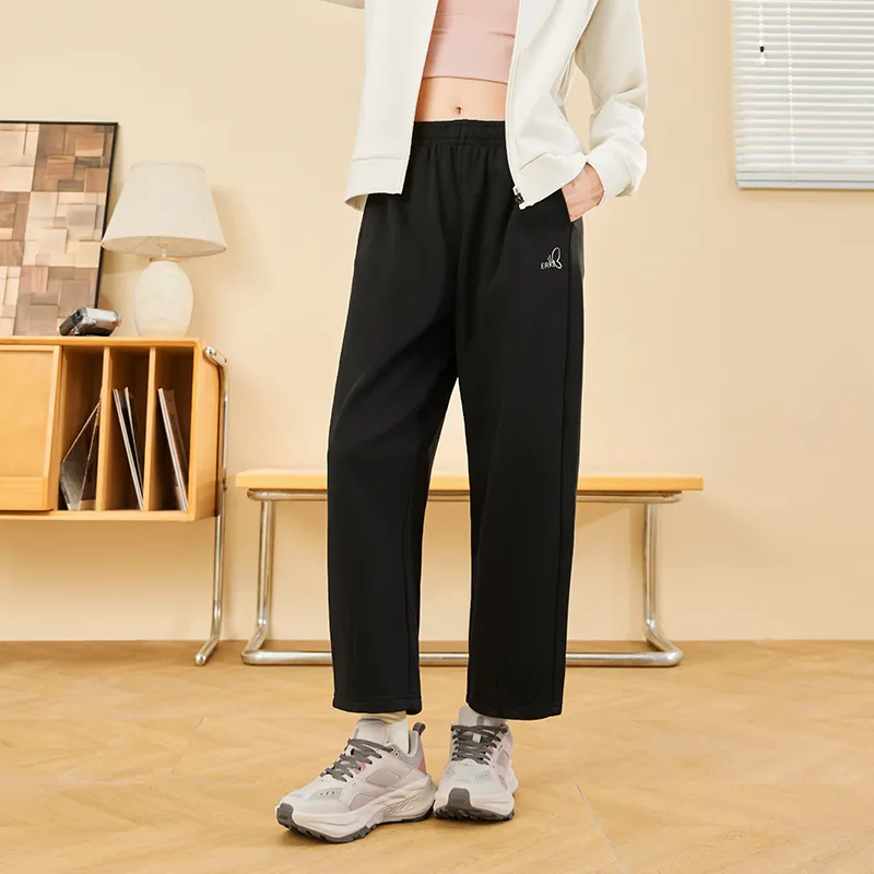 Erke Variety Training Collection Knitted Sweatpants Women's Jet Black-3