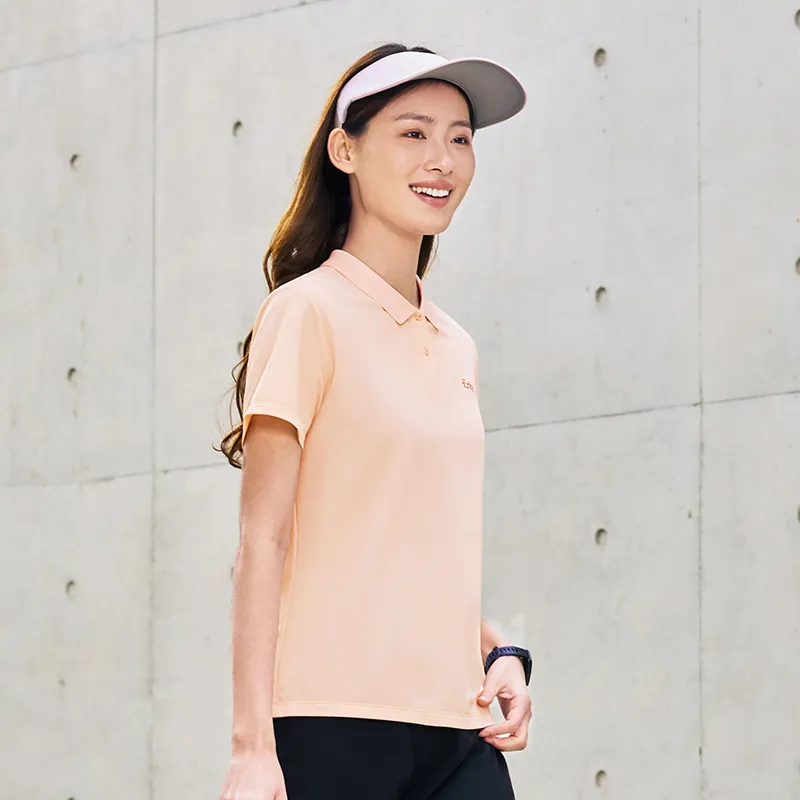 Erke Polo Shirt Women's Light Pink Orange-3