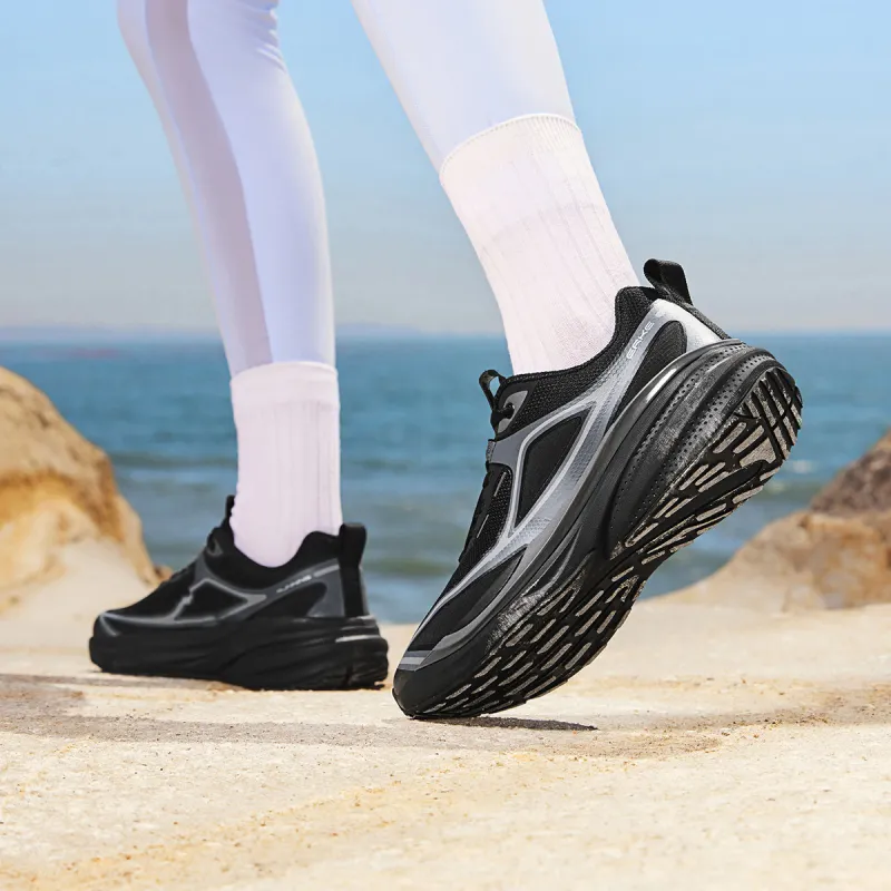 Erke Vertical And Horizontal Low-Top Running Shoes Women's Black Gray-6