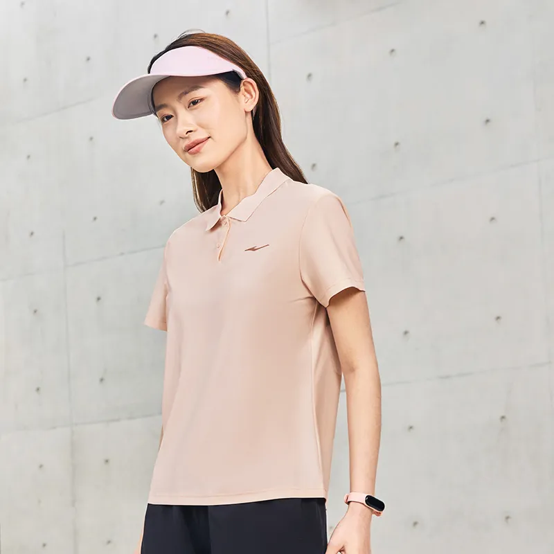 Erke Polo Shirt Women's Light Pink Orange-3