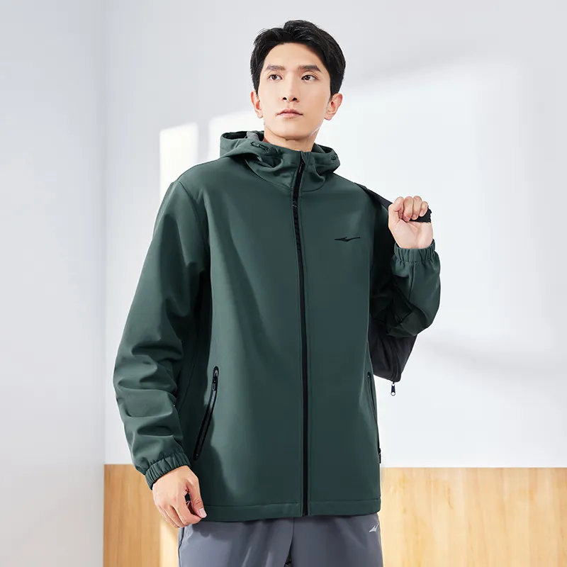 Erke Variety Training Collection Trench Coat Men's Stone Yu Blue-2