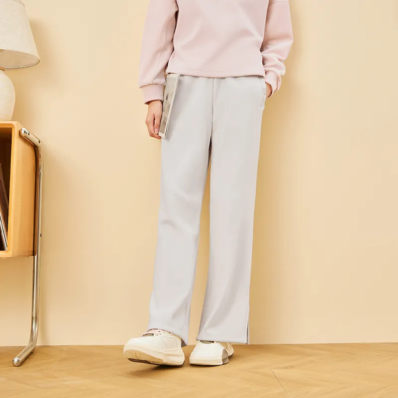 Erke Variety Training Collection Knitted Sweatpants Women's Cheese White-2