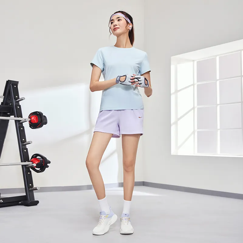 Erke T Shirt Women's Paper Yarn Blue-5