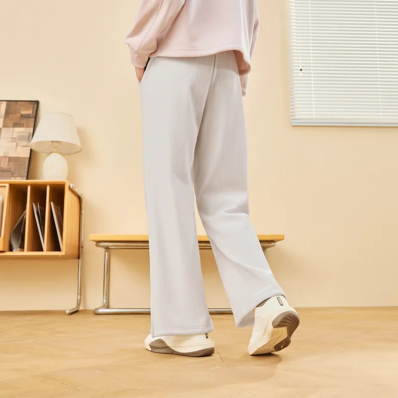 Erke Variety Training Collection Knitted Sweatpants Women's Cheese White-6