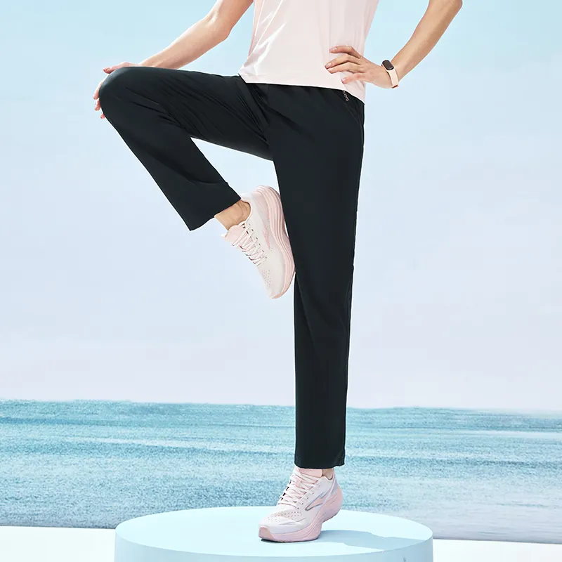 Erke Knitted Sports Pants Women's Jet Black-4