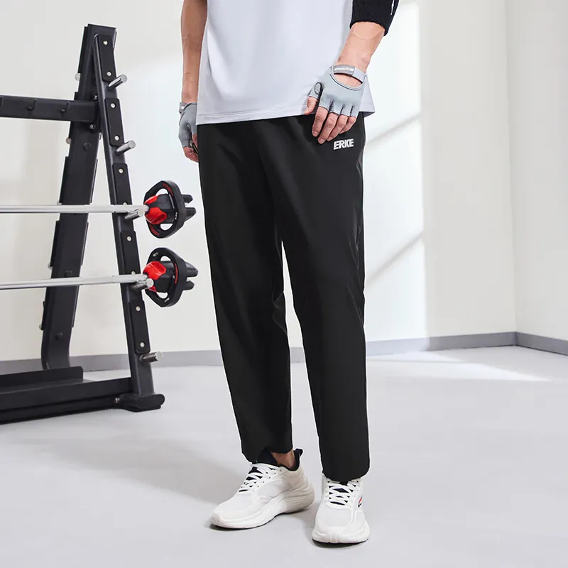 Erke Variety Training Collection Knitted Sports Pants Men's Jet Black-2