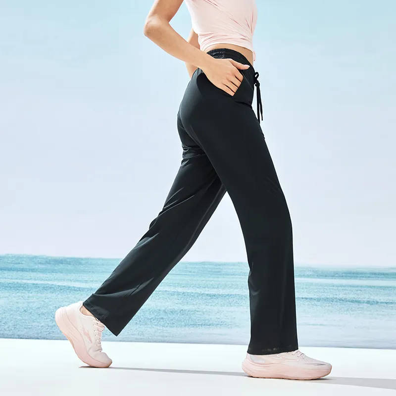Erke Knitted Sports Pants Women's Jet Black-5