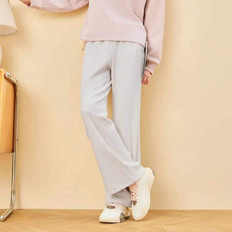 Erke Variety Training Collection Knitted Sweatpants Women's Cheese White-3