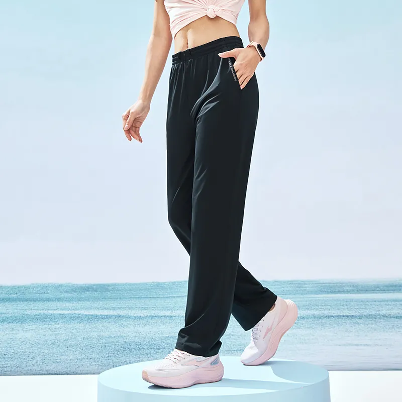 Erke Knitted Sports Pants Women's Jet Black-3