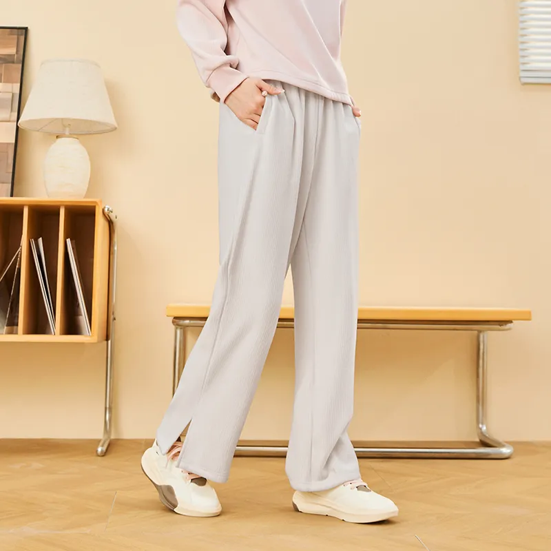 Erke Variety Training Collection Knitted Sweatpants Women's Cheese White-4