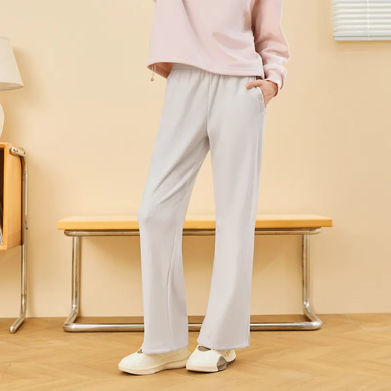 Erke Variety Training Collection Knitted Sweatpants Women's Cheese White-5