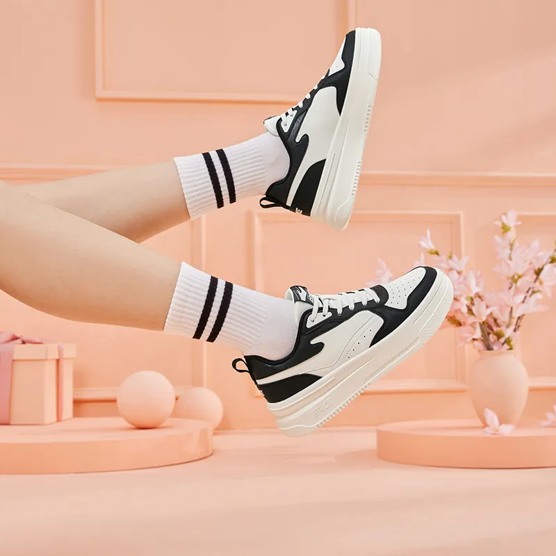 Erke Spring Dawn 2.0 Wear-Resistant Slip-Resistant Low-Top Skateboard Shoes Women's Microcrystal White/Jet Black-4