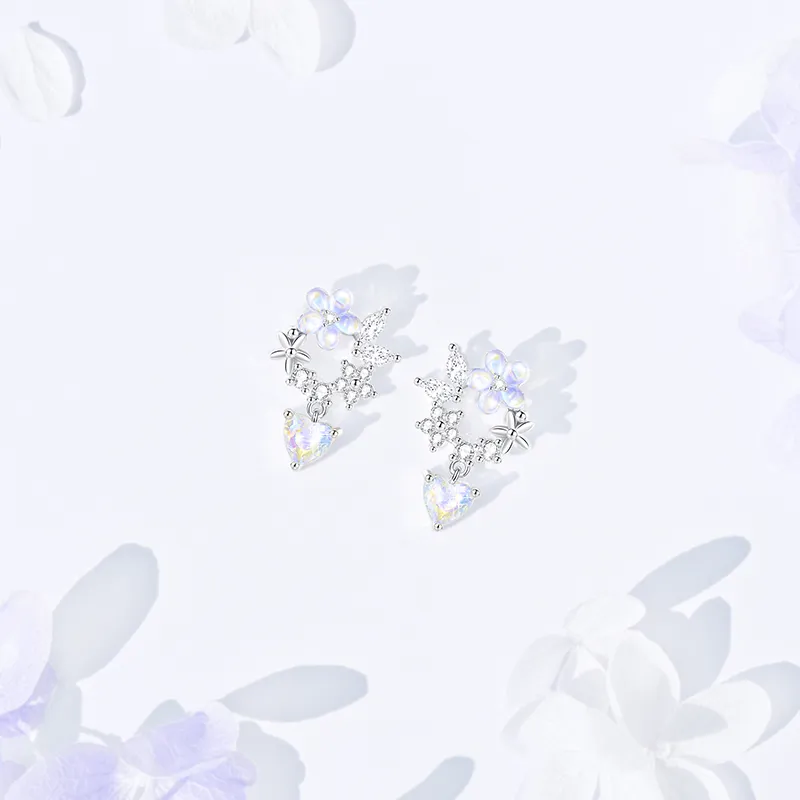 LISM S925 Silver Stud Earrings Women's-5