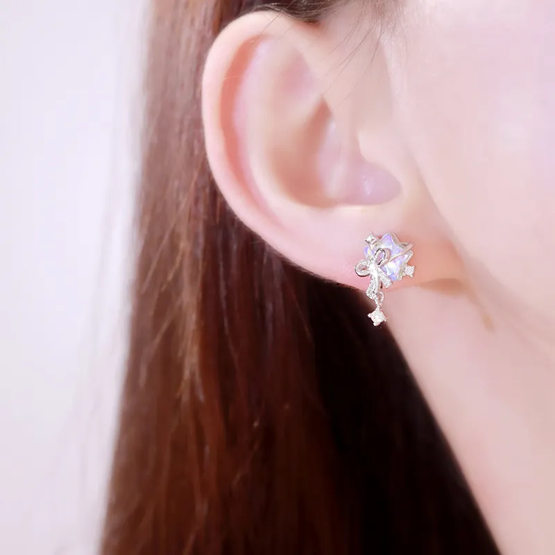 LISM S925 Silver Stud Earrings Women's-2