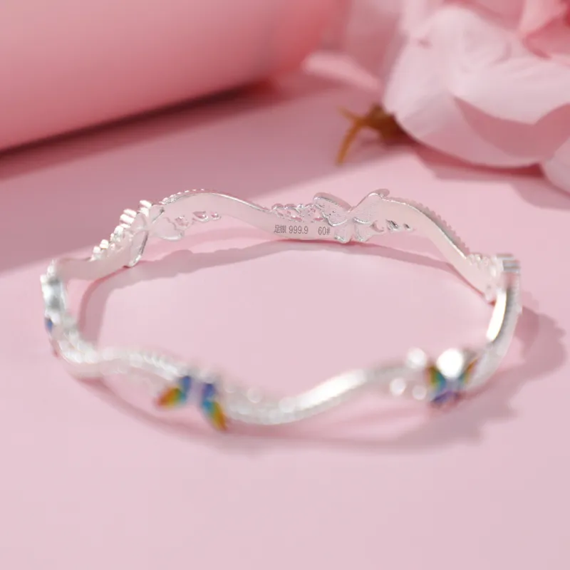 QMYS 999 Fine Silver Bangles Women's-1