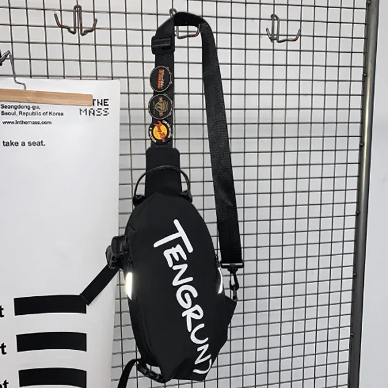 LETOO Nylon Sling Bag Unisex Black/White-2