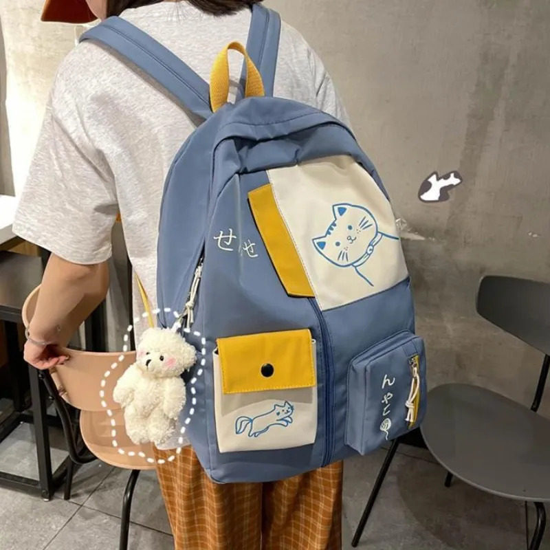 Elsvet Nylon Backpack Large Size Women's White/Black-12