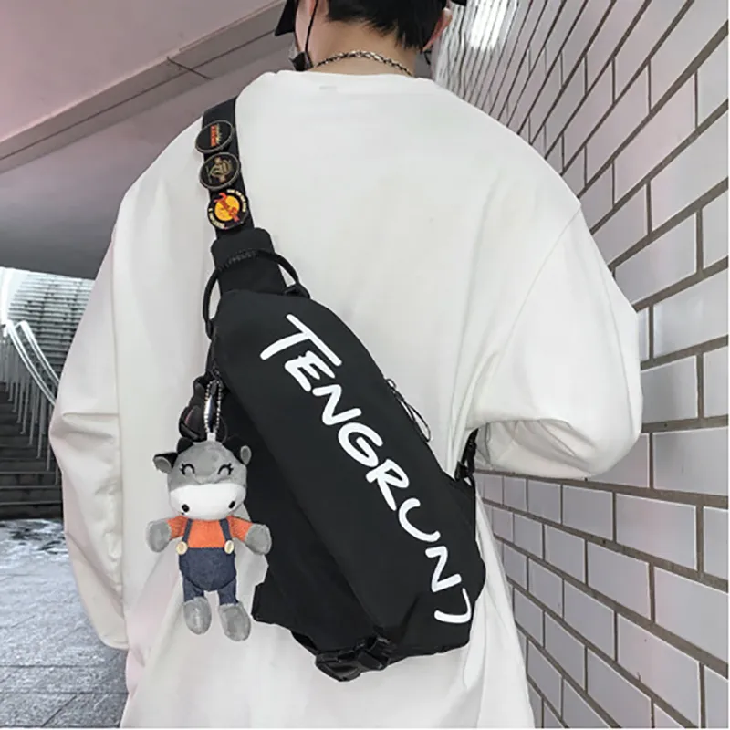 LETOO Nylon Sling Bag Unisex Black/White-3