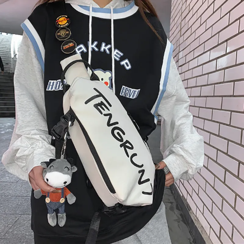LETOO Nylon Sling Bag Unisex Black/White-6