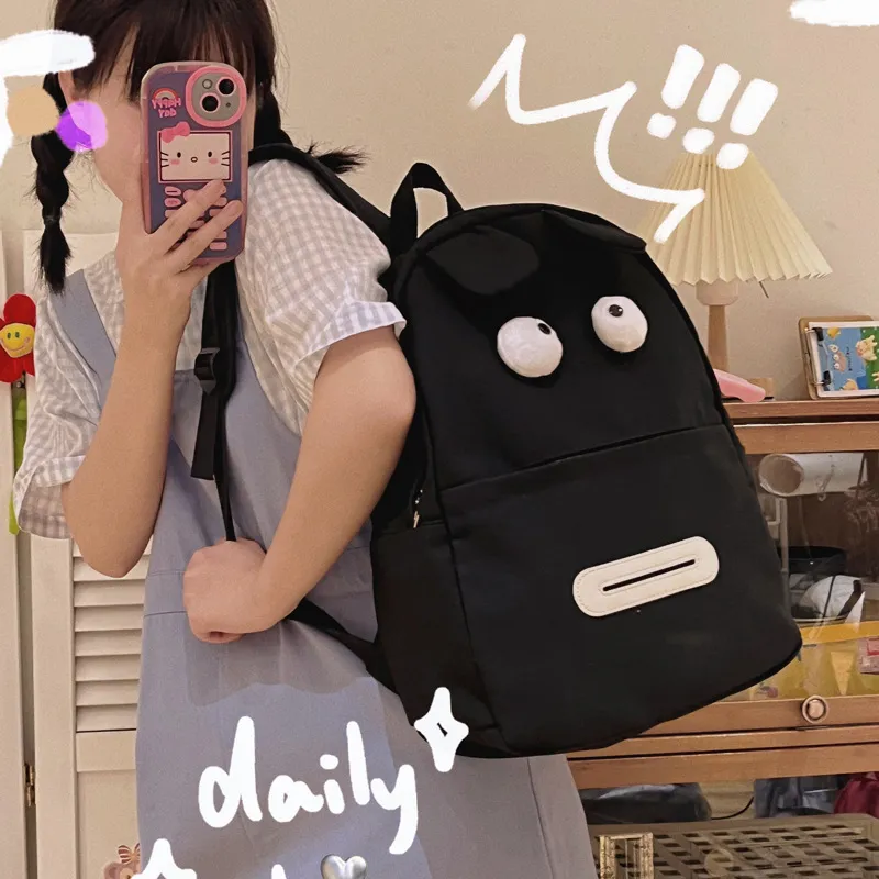 Elsvet Canvas Backpack Regular Unisex Black/Rose Red-1