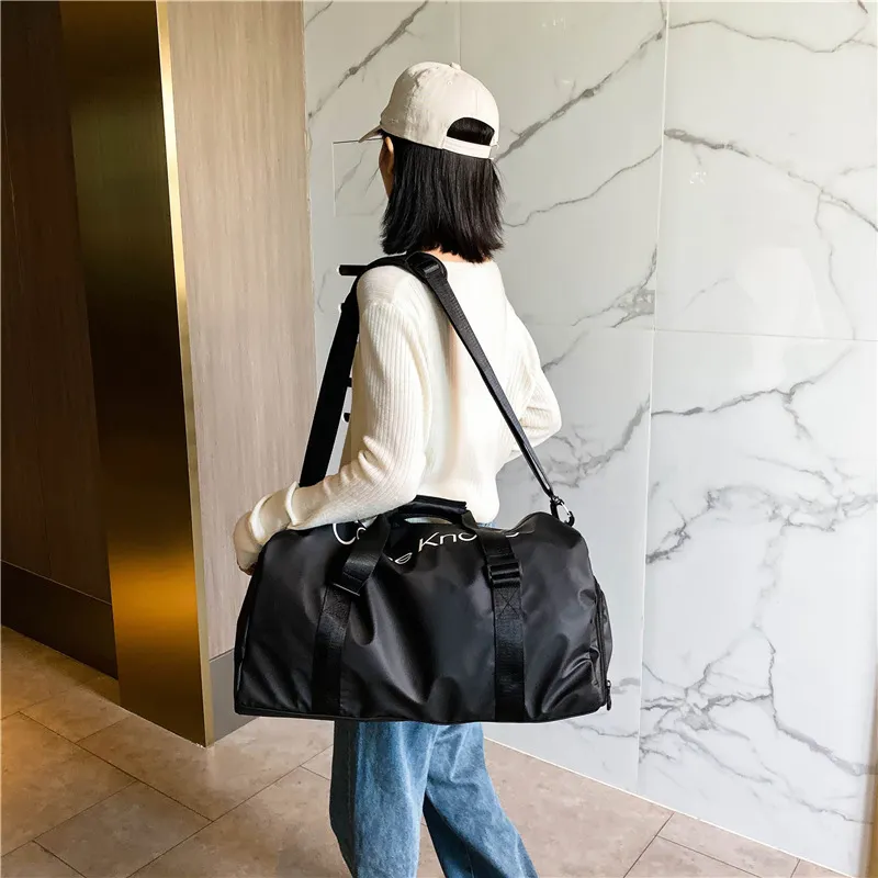 Elsvet Nylon Travel Bag Large Size Unisex White/Black-1
