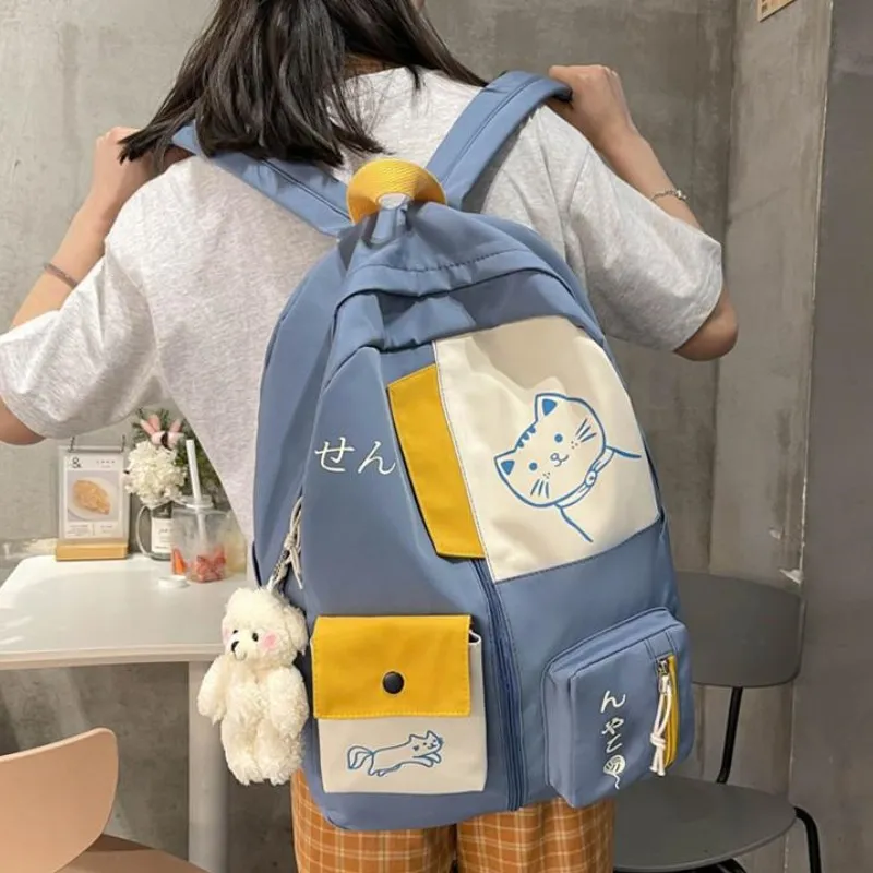 Elsvet Nylon Backpack Large Size Women's White/Black-11