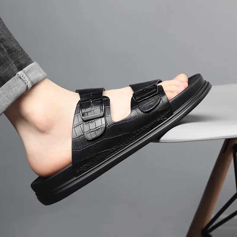 JIEDESEN Slide Slippers Men Black/Brown-2