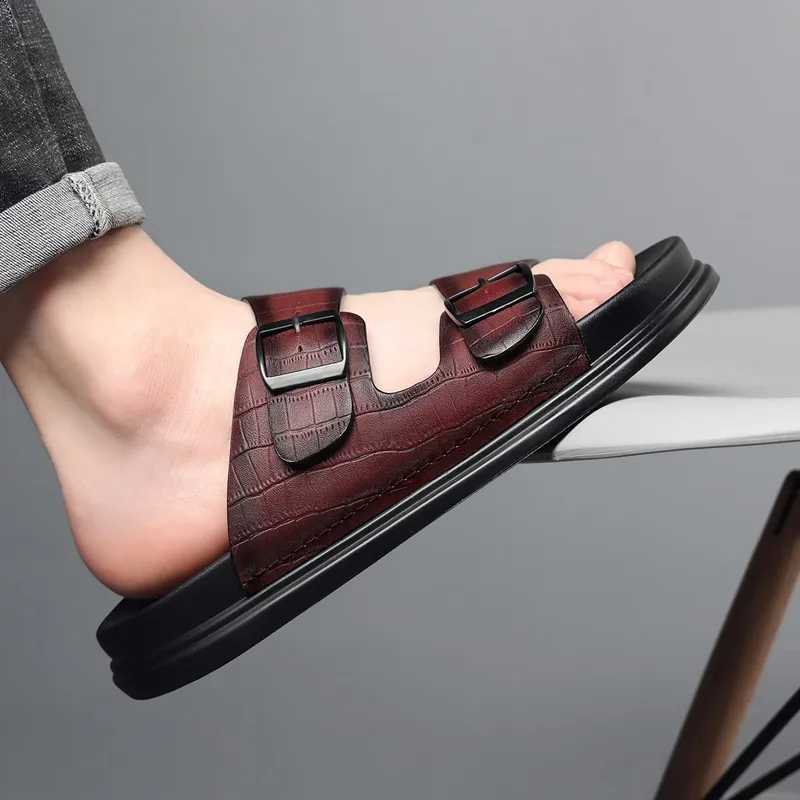 JIEDESEN Slide Slippers Men Black/Brown-6
