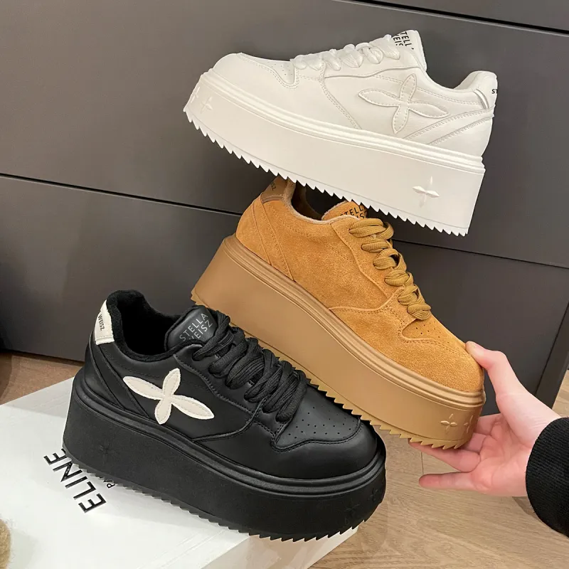 STELLA WEISZ Skateboard Shoes Women's Low Top White/Yellow Brown/Black-37