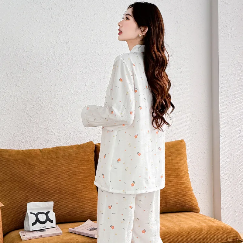 LoveEsteem Spring Fall Pajama Set Women's Milk White-4