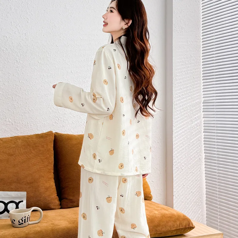 LoveEsteem Spring Fall Pajama Set Women's Light Apricot-4