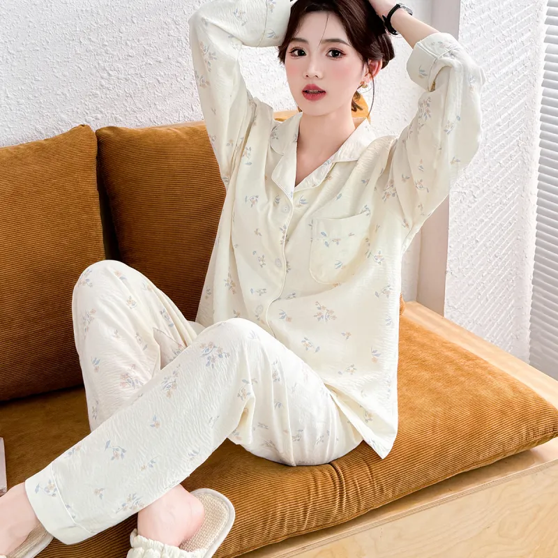 LoveEsteem Spring Fall Pajama Set Women's Cream Apricot-1