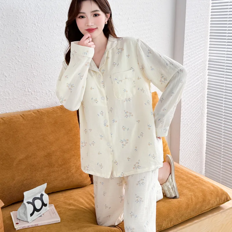 LoveEsteem Spring Fall Pajama Set Women's Cream Apricot-3