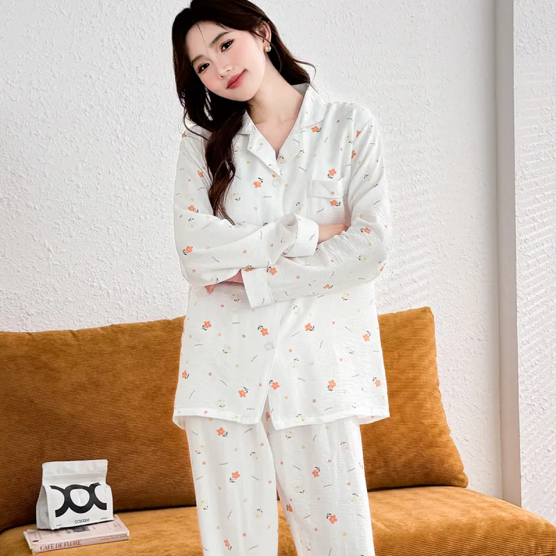 LoveEsteem Spring Fall Pajama Set Women's Milk White-3