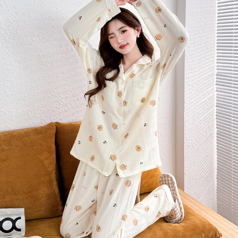 LoveEsteem Spring Fall Pajama Set Women's Light Apricot-1